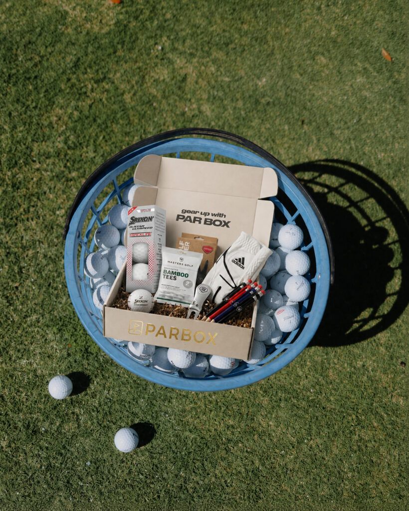 Par Box golf subscription box on the course